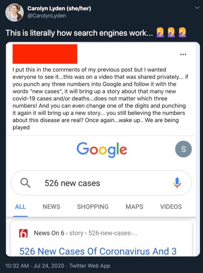 This is literally how search engines work…  — Carolyn Lyden (she/her) (@CarolynLyden) July 24, 2020