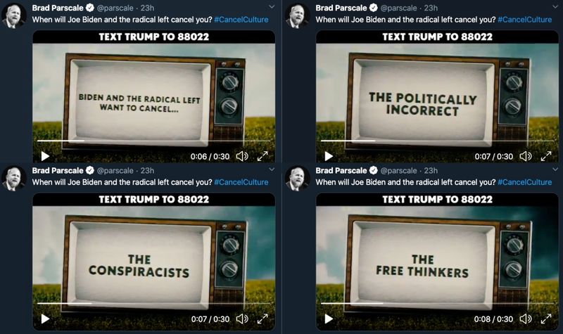 Screenshots of some of Brad Parscale'