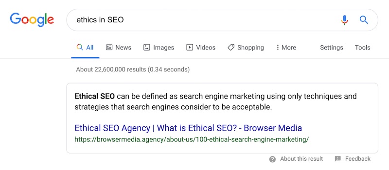 Ethics in Serps